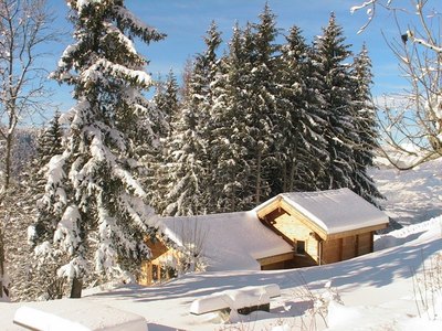 Vue chalet en hiver
